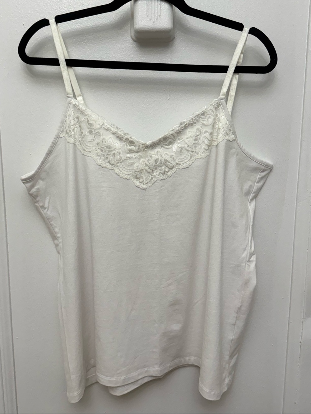 Simply Emma Sears White Lace-Trim Cami Tank Top Size 1X